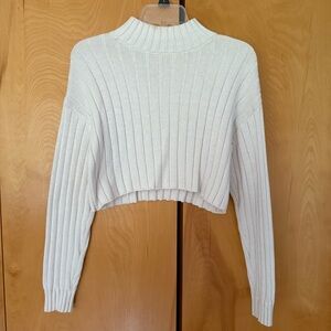 LA Hearts Ribbed Knit Mock Neck Cropped Sweater